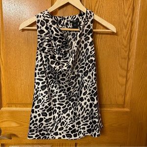 Ann Taylor White Leopard Print Sleeveless Top 00P